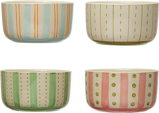 Pastel Stoneware Pattern Bowl