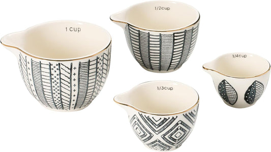 Black/White Pattern Measuring Cups, Set of 4