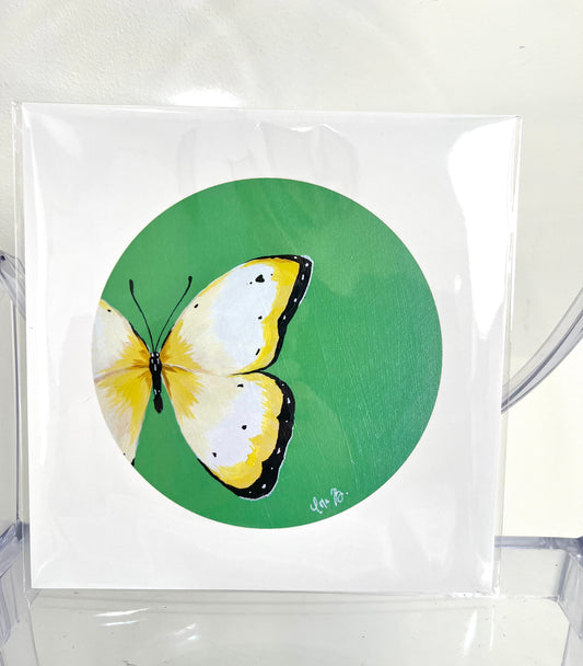 Green/White Butterfly Print