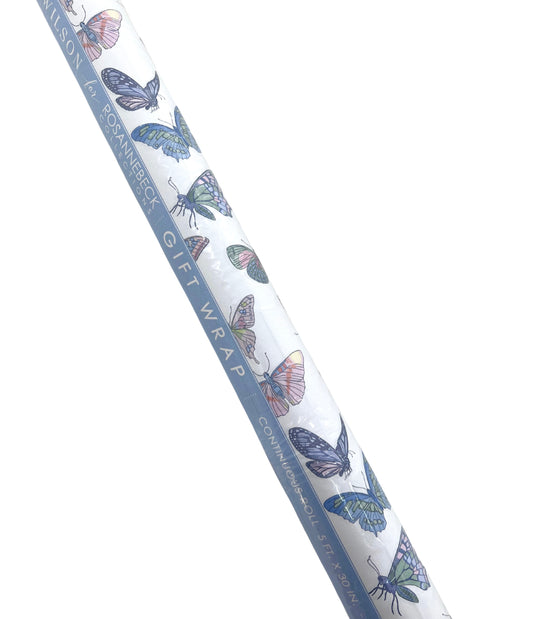 French Blue Butterflies Wrapping Paper