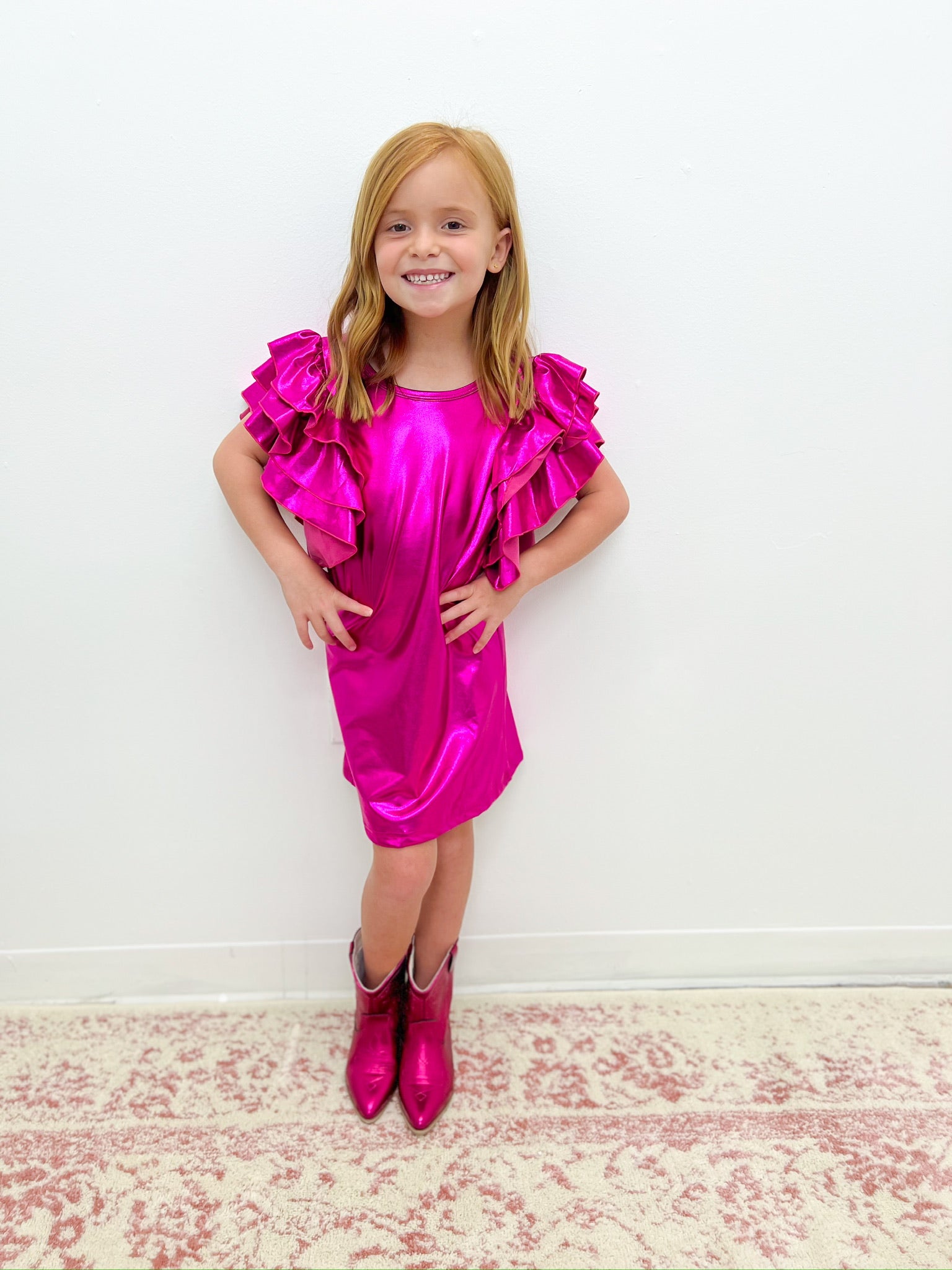 Hot Pink Metallic Dress 7-8y Hot Pink Metallic Dress 7-8y
