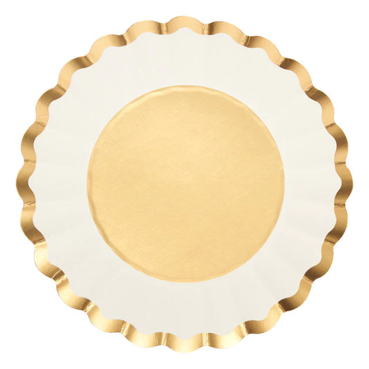 Scalloped Salad Plate Gold & White