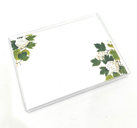 White Hydrangea 8 Flat Cards w/ Envelopes