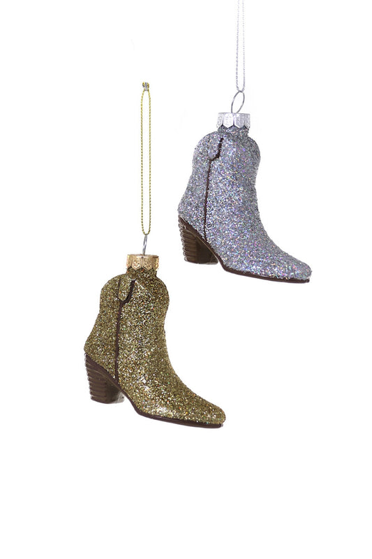 Glittered Cowboy Boot Ornament