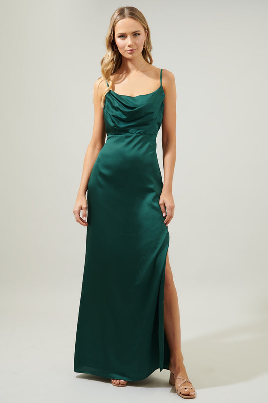 Emerald Charisma Cowl Neck Gown