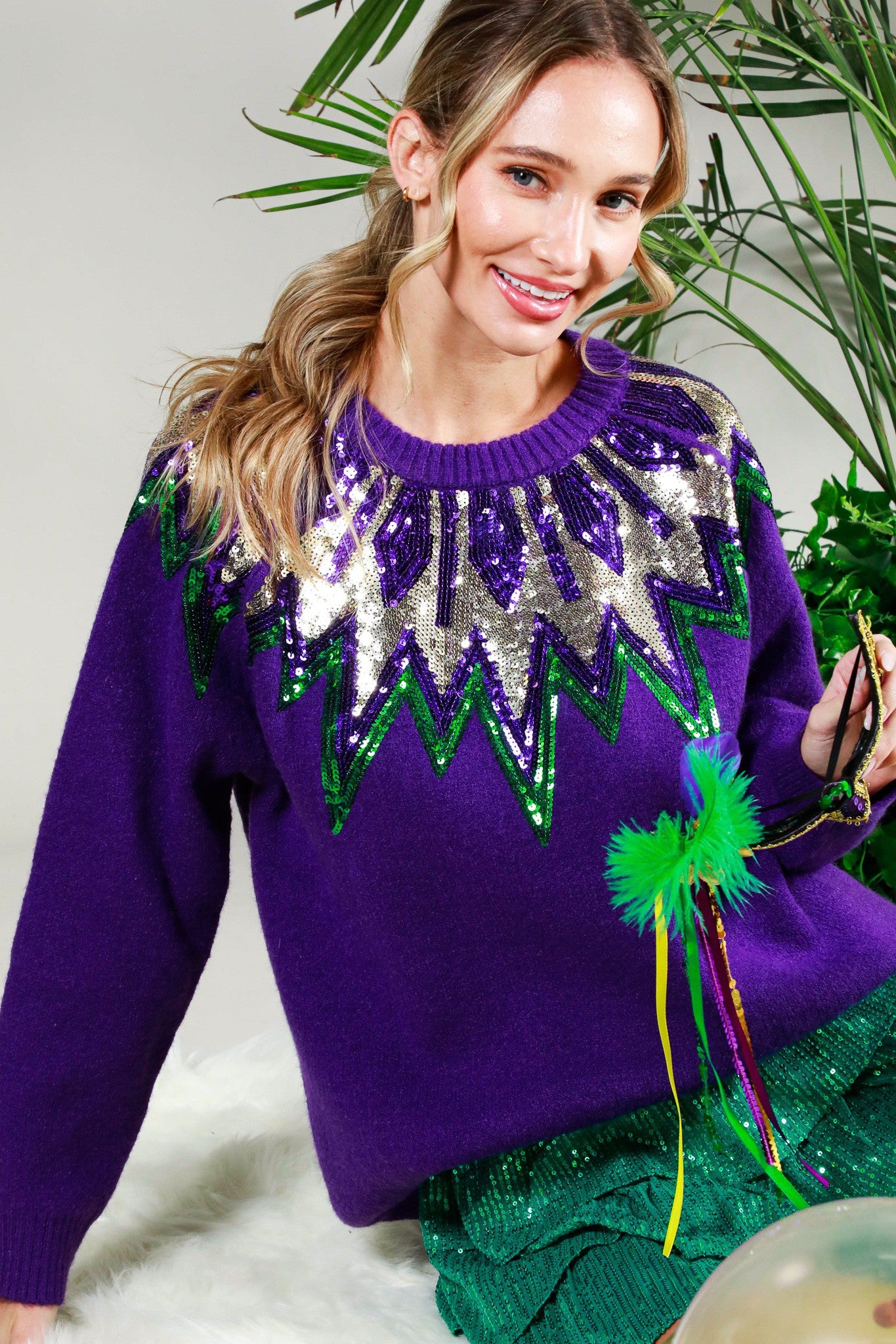 Purple Iris Sequin Sweater