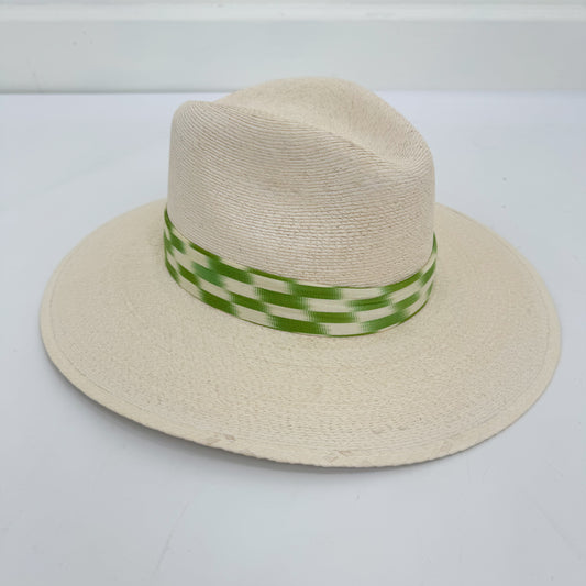 Green/White Silk Ikat Band Hat