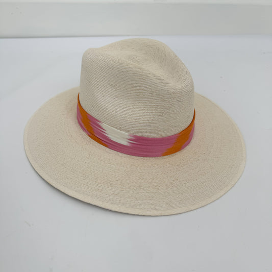 Pink/Orange/White Silk Ikat Band Hat