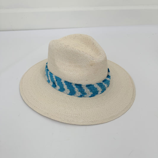 White/Blue Velvet Ikat Band Hat