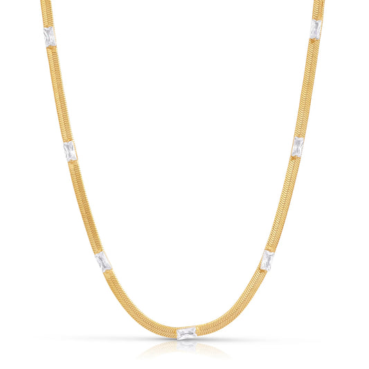 White Luxe Herringbone Necklace