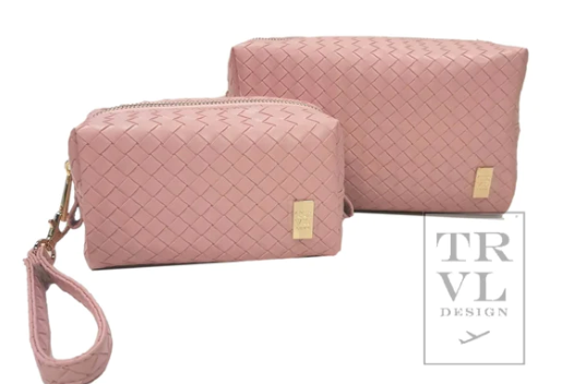 Luxe Pink Sand Woven Duo Dome Bag