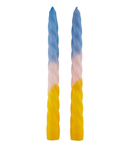 Lt Blue/Pink/Yellow Taper Candle