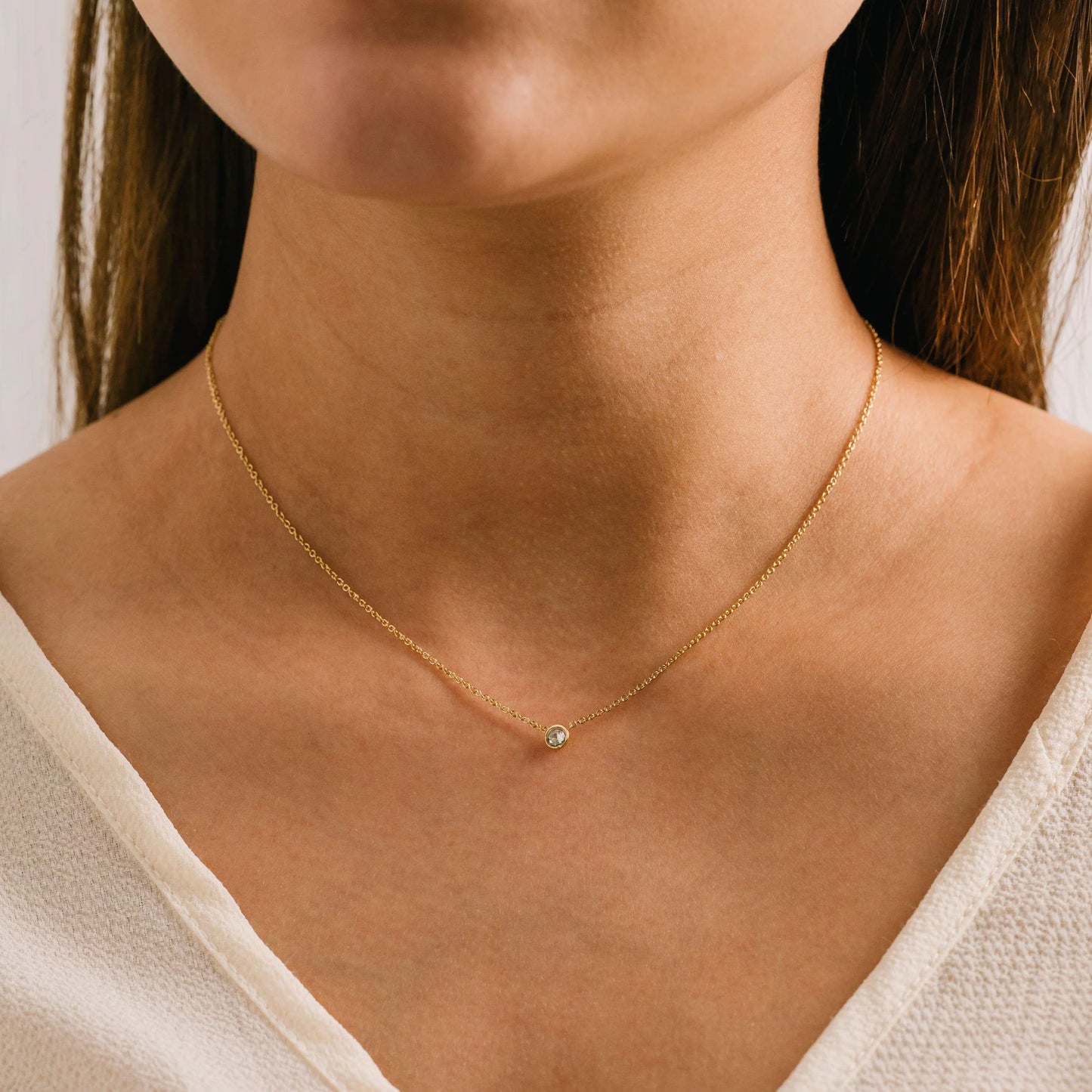Gold Solitaire Necklace