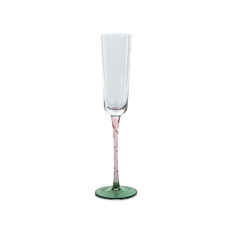 Vicenza Champagne Flute Green + Pink