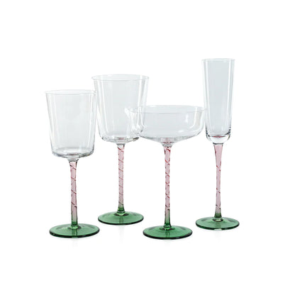 Vicenza Red Wine Glass Green + Pink