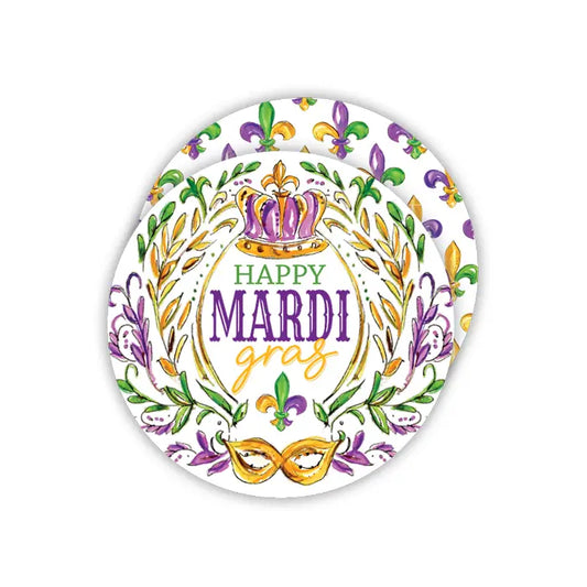 Happy Mardi Gras Crown Round Coaster