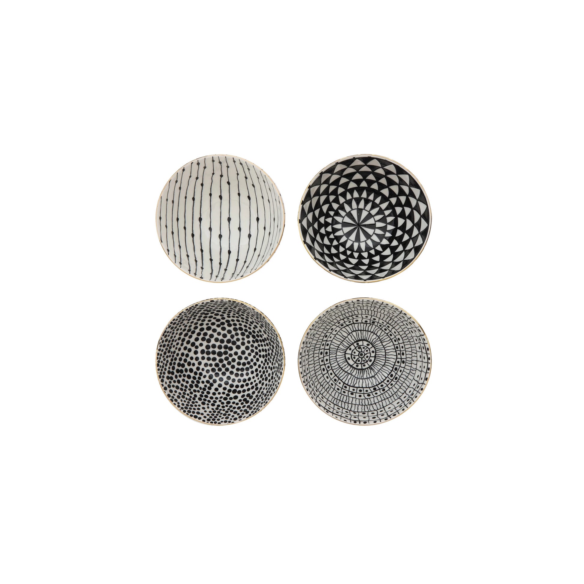  Creative Co-Op Stoneware, Black & White, Set of 4