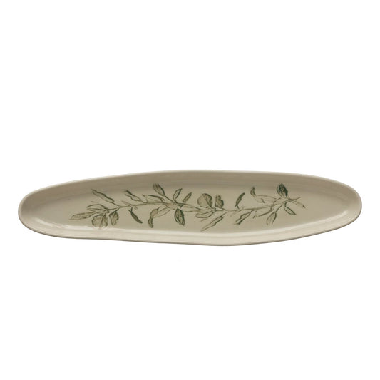 Oval Stoneware Botanical Tray