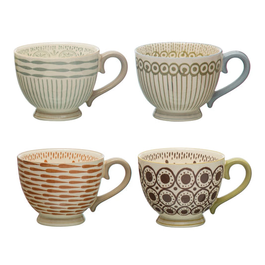 Multi Color Stoneware Mug w/ Pattern