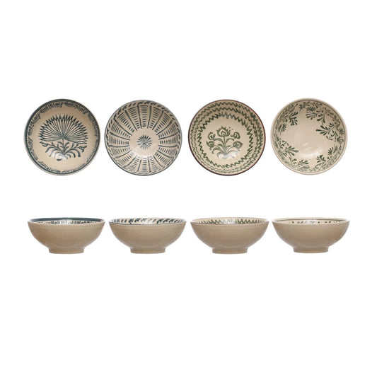 Handpainted Stoneware Bowl w/ Pattern