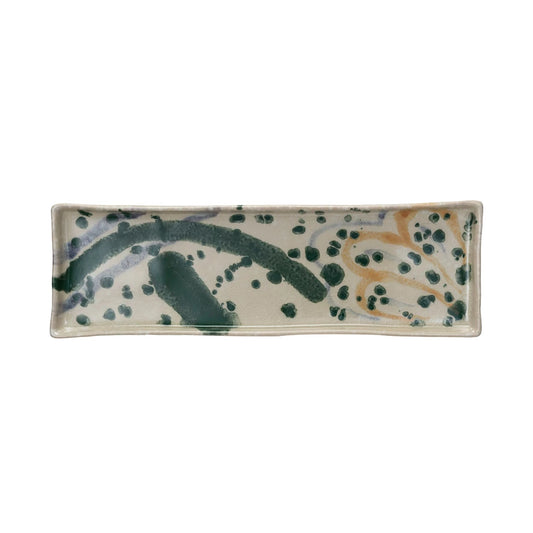 Lg. Hand-Painted Stoneware Platter w/ Abstract Design