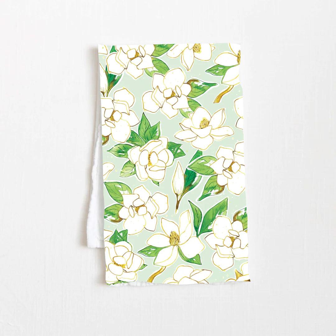 Magnolia Flower Sack Tea Towel