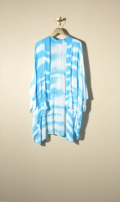 Aqua/White Tricia Kimono - ONE SIZE
