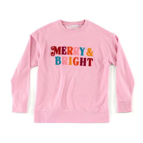 Merry & Bright Pink Holiday Sweatshirt