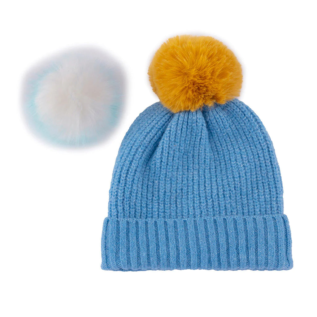 Blue Pick-A-Pom Knit Hat