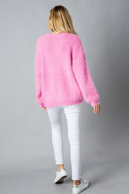Pink Mohair Oversized Sweater
