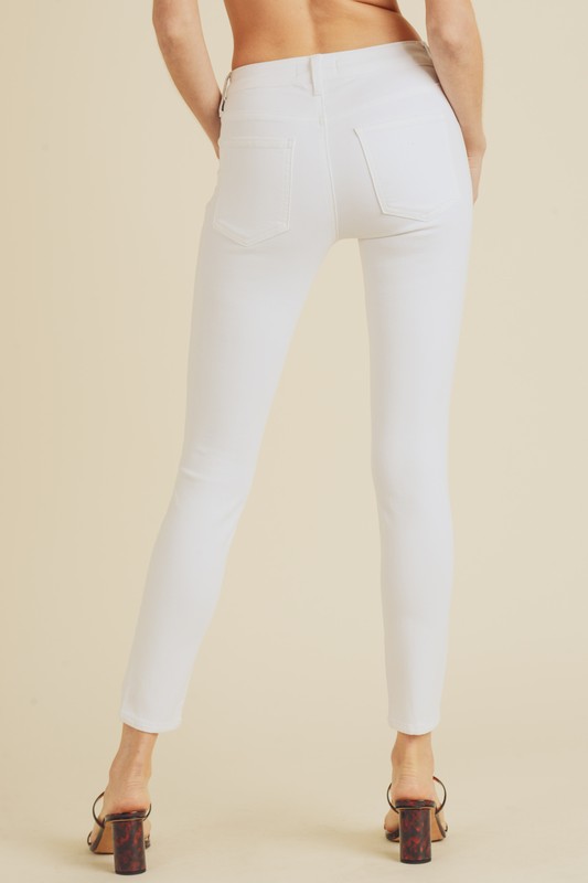 White Mid Rise Skinny Jean
