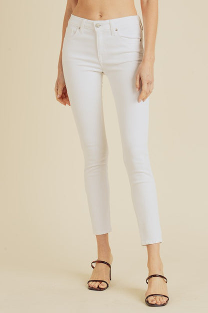 White Mid Rise Skinny Jean
