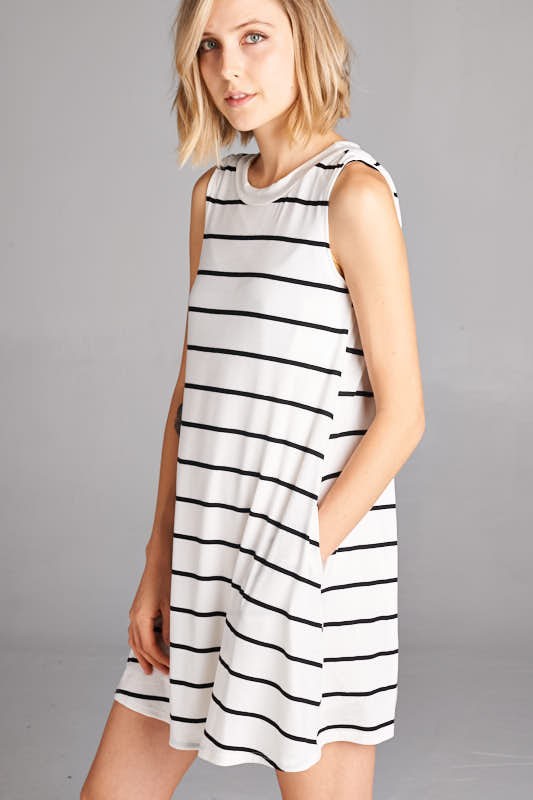 White/Black Stripe Tank Dress