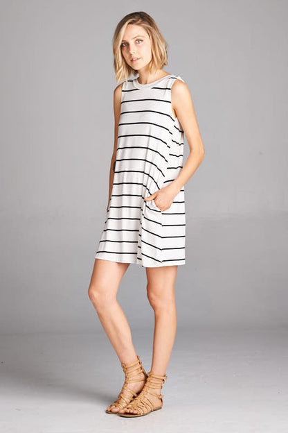 White/Black Stripe Tank Dress