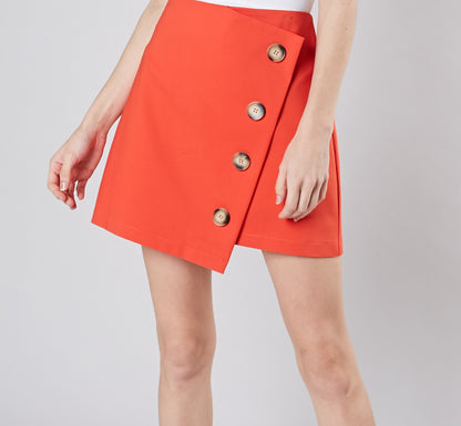 Orange Asymmetric Wrap Skirt