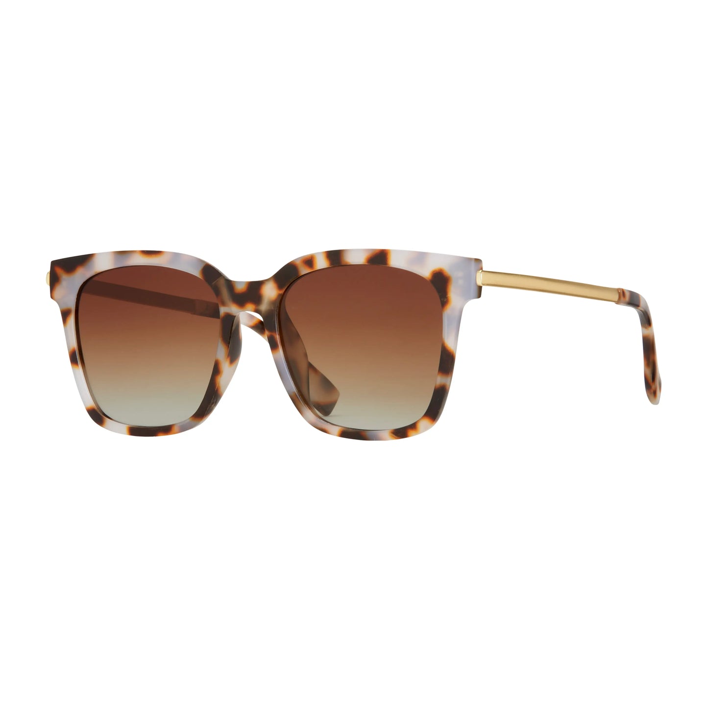 Everly Sunglasses-Matte Ivory Tort/Gold/Gradient Brown Polarized