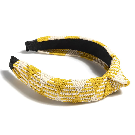 Yellow Knotted Straw Headband