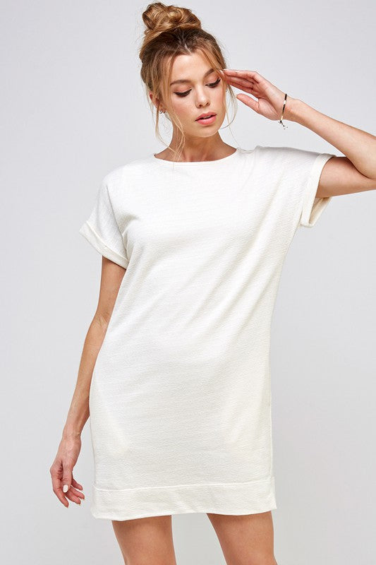Short Sleeve Ivory Dress