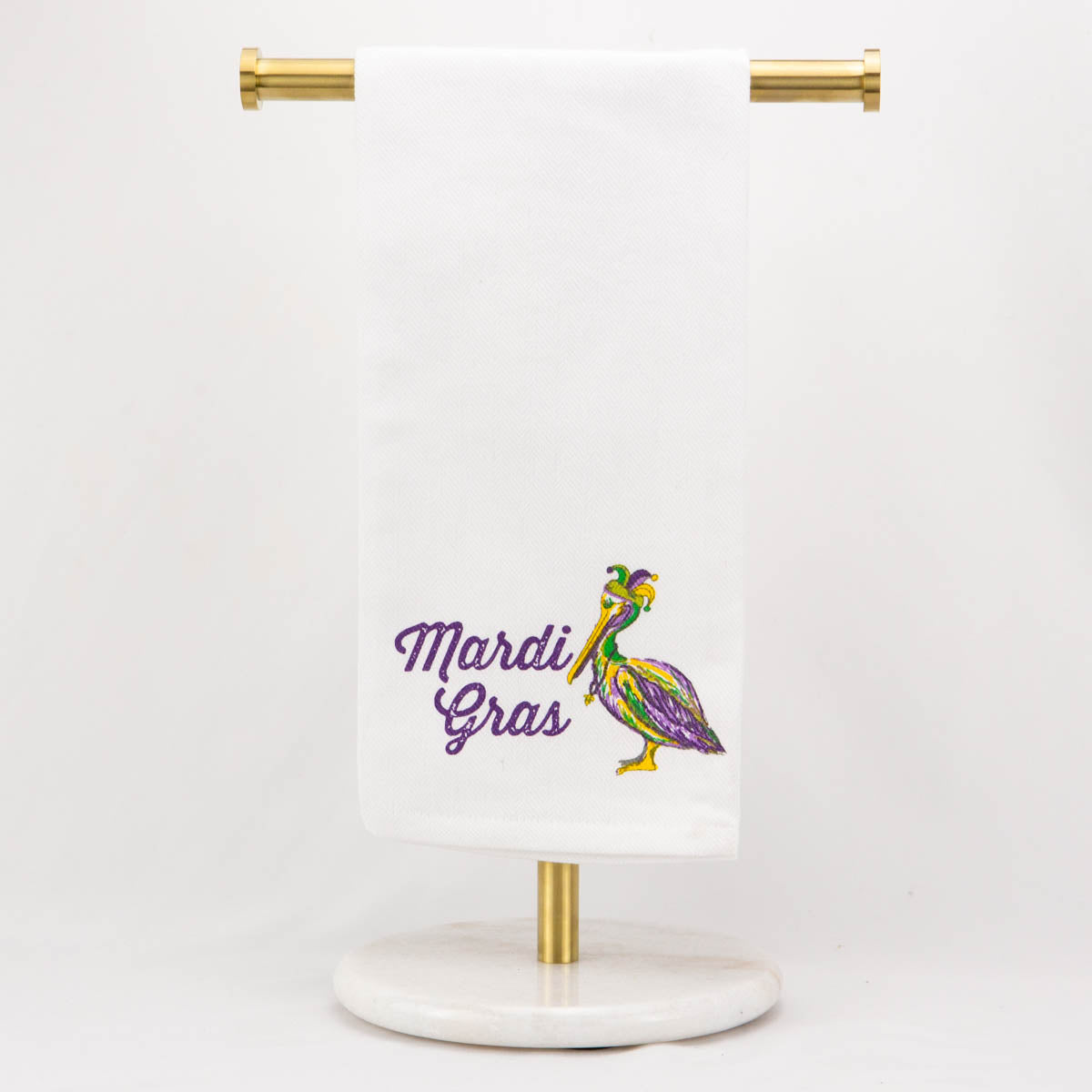 Mardi Gras Pelican Hand Towel
