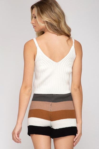 Black/Camel Colorblock Knit Shorts (sets sold sep.)