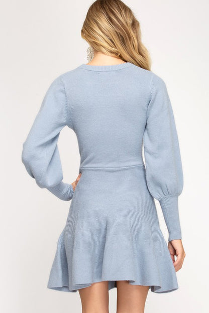 Misty Blue Sweater Dress