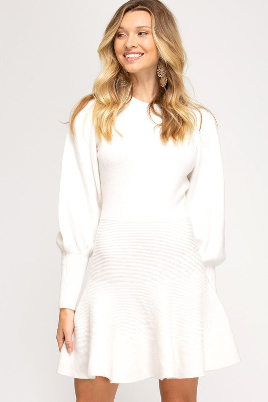 Off White Knit Sweater Dress