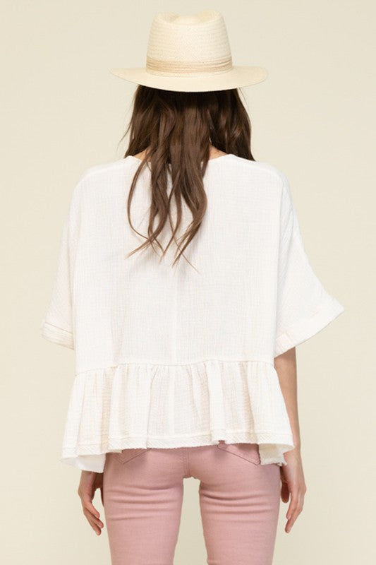 Cream S/S Dolman Cropped Top