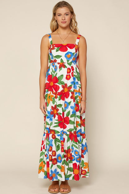 Floral Print Tiered Maxi