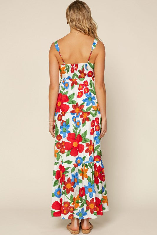 Floral Print Tiered Maxi