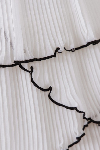 White/Black Tier Pleated Shorts