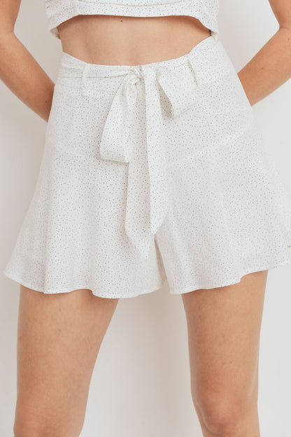 White Dotted Mini Shorts