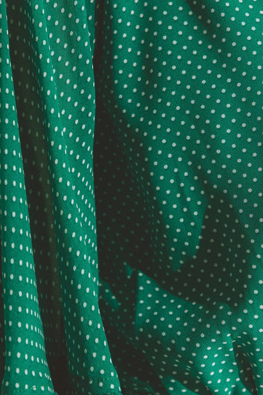 Green Polka Dot Off Shldr Crop Top
