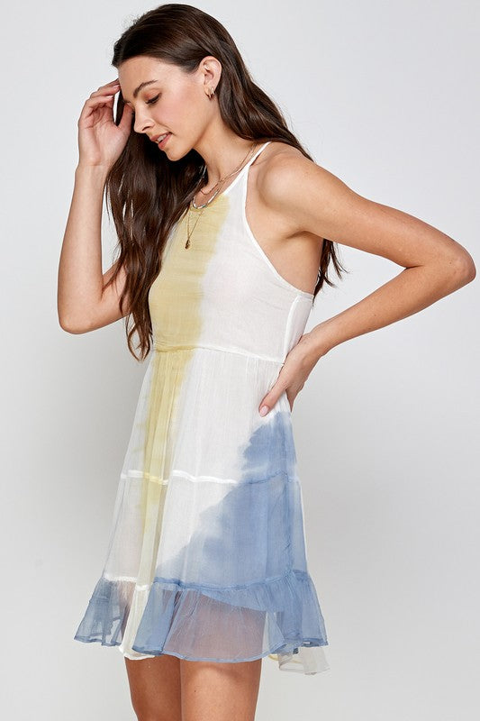 White/Blue Ombre Tank Sheer Dress