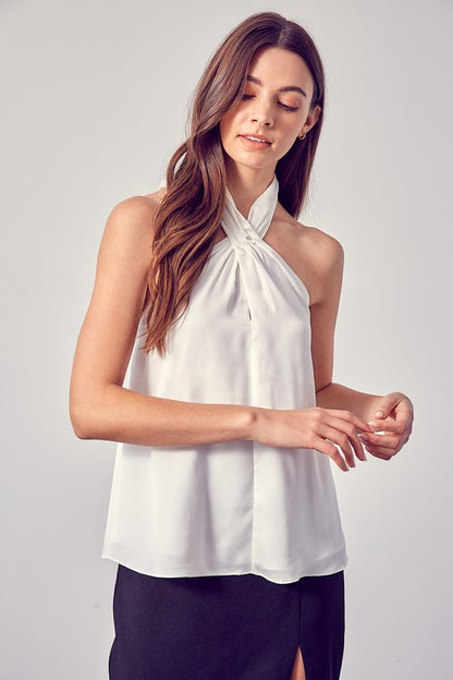White Halter Neck Top